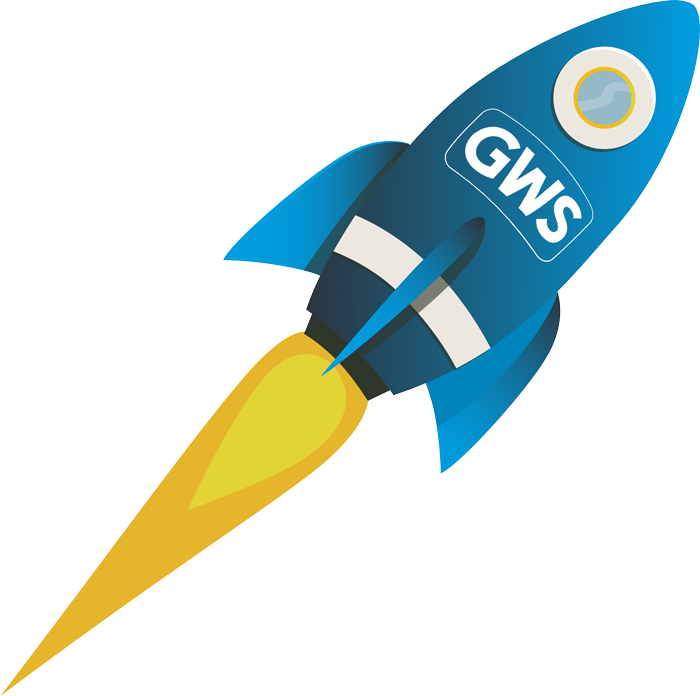Startende Rakete mit GWS Logo